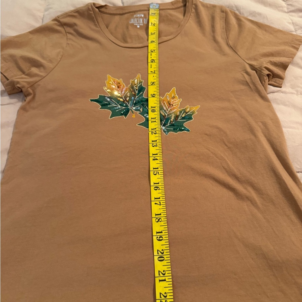 J. Crew Brown Tee with Leaf Embellishments - Picture 5 of 6
